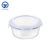 Round Glass Food Container with Four Lock Plastic Lid