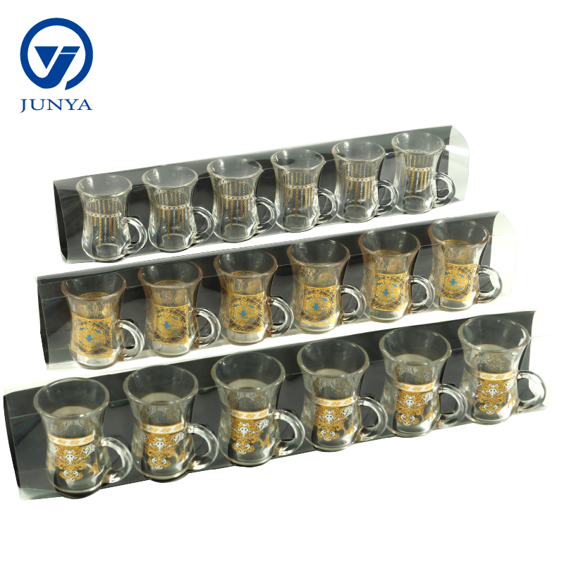 Delicate Glass Black Tea Mug Gift Set with Unique Design Pattern