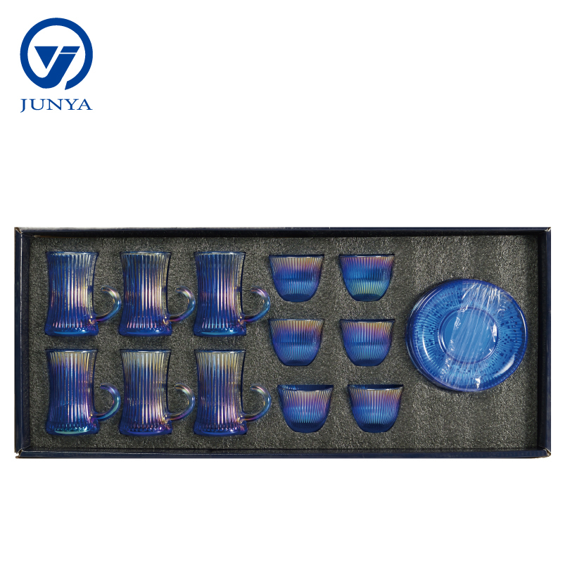 Elegant Modern Black Tea Mug Set with Unique Glass Design