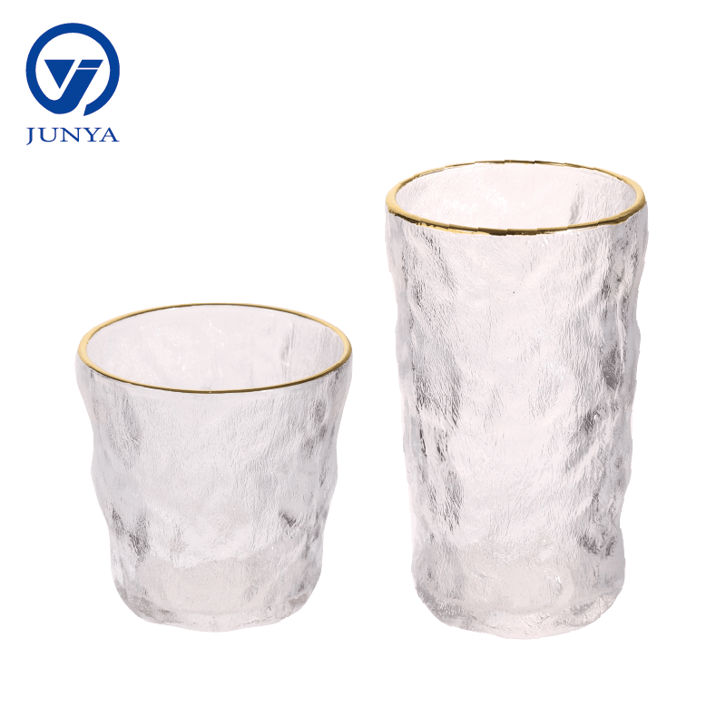 Glass Mug With Iceberg Pattern (Golden Line)