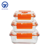 High-Borosilicate Glass Food Container with Orange Vacuum Lid Round Shape