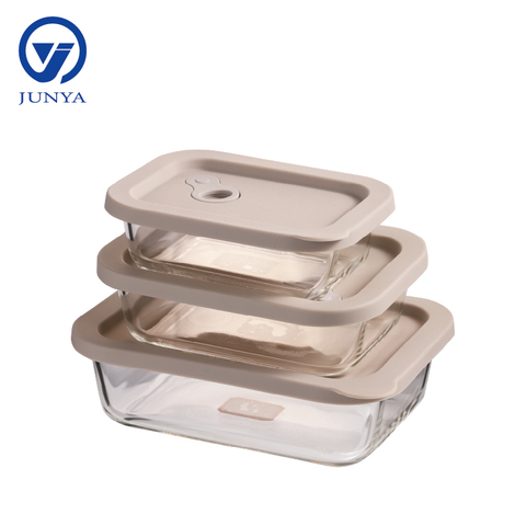 Rectangle Glass Food Container with Silicon Lid