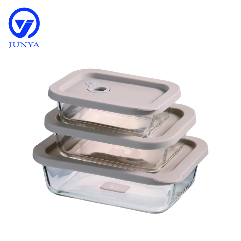 Rectangle Glass Food Container with Silicon Lid