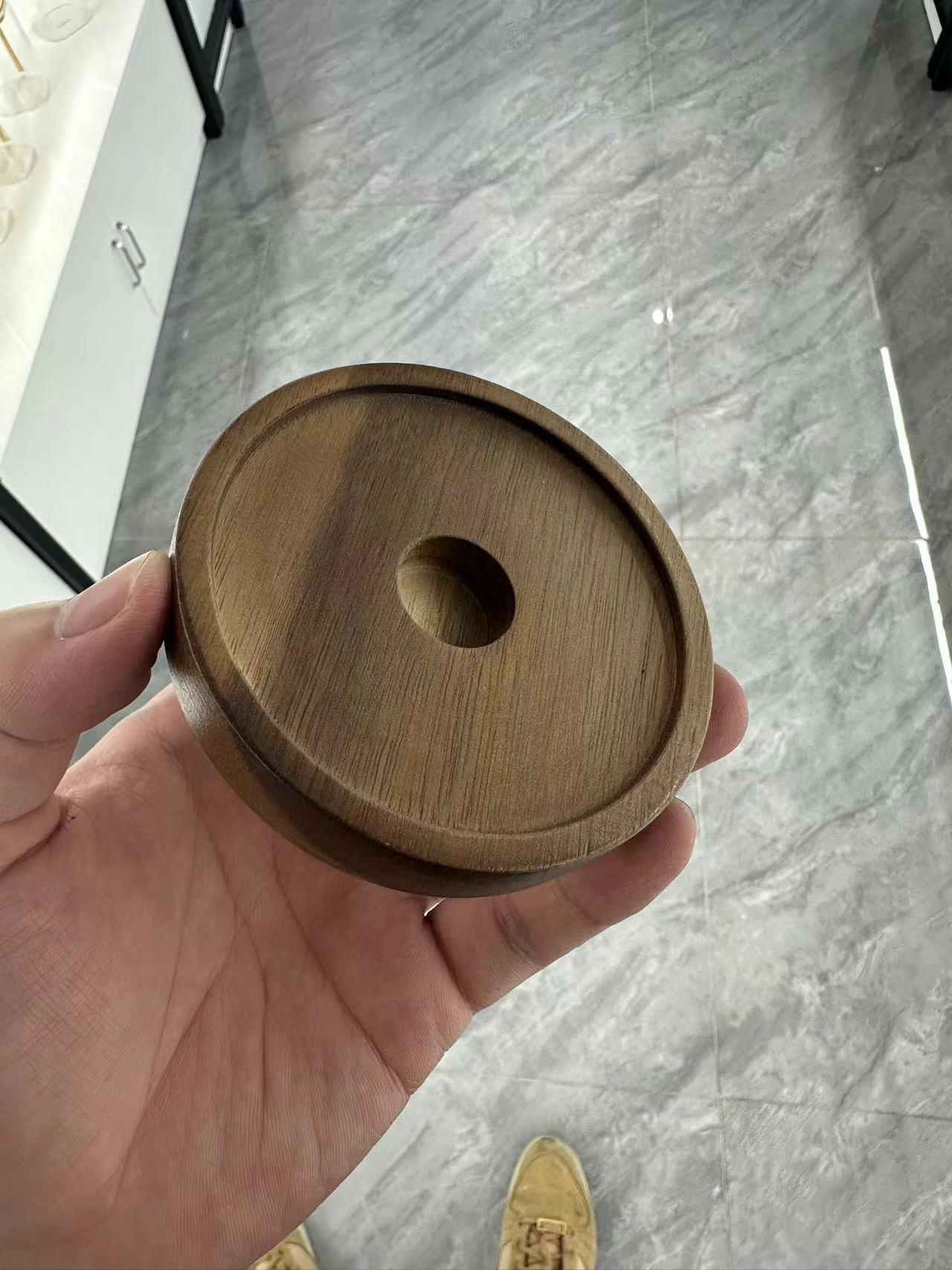 High-Borosilicate Glass Storage Jar with Bamboo Wood Lid Modern Shape