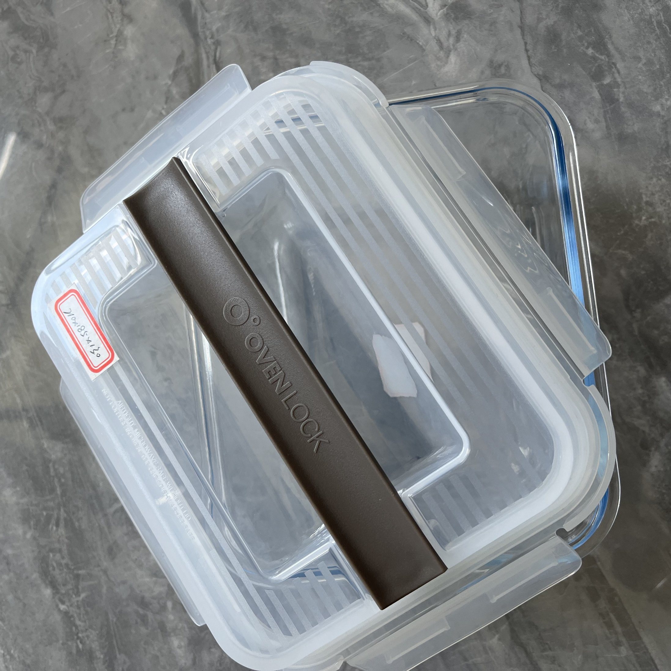 Large Size Glass Food Container with Handle of Plastic Top Cover