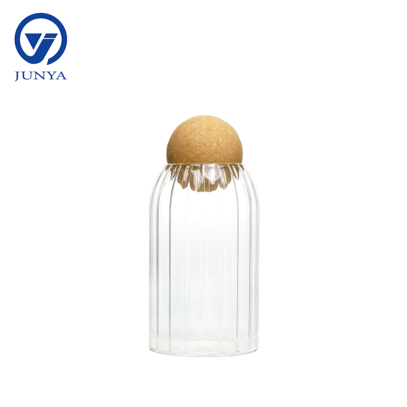High-Borosilicate Glass Storage Jar with Bamboo Wood Ball
