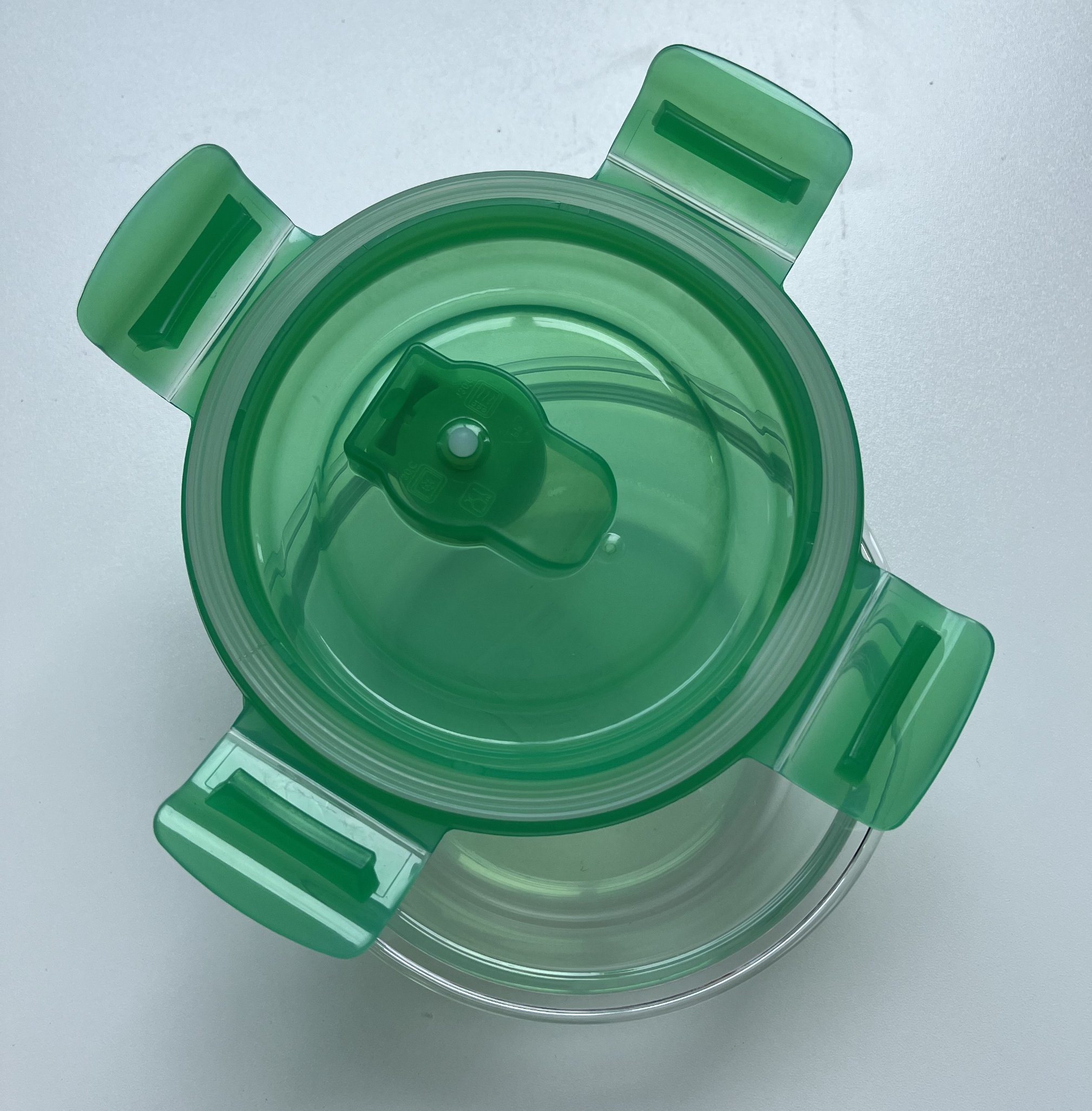 Round Glass Food Container with Plastic Valve Lid