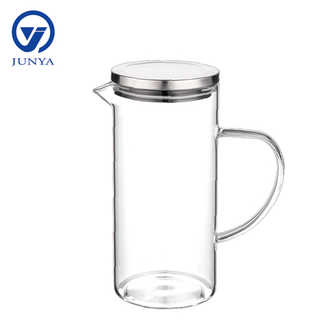 Large High-Borosilicate Glass Jug with Stainless Steel Lid