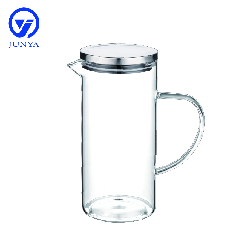 Large High-Borosilicate Glass Jug with Stainless Steel Lid