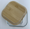 High-Borosilicate Glass Food Container with Bamboo Wood Lid Square Shape
