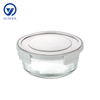 Round Glass Food Container with Four Lock Plastic+Iron Lid