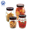 Glass Storage Jar with Red Plastic Lid Round Shape