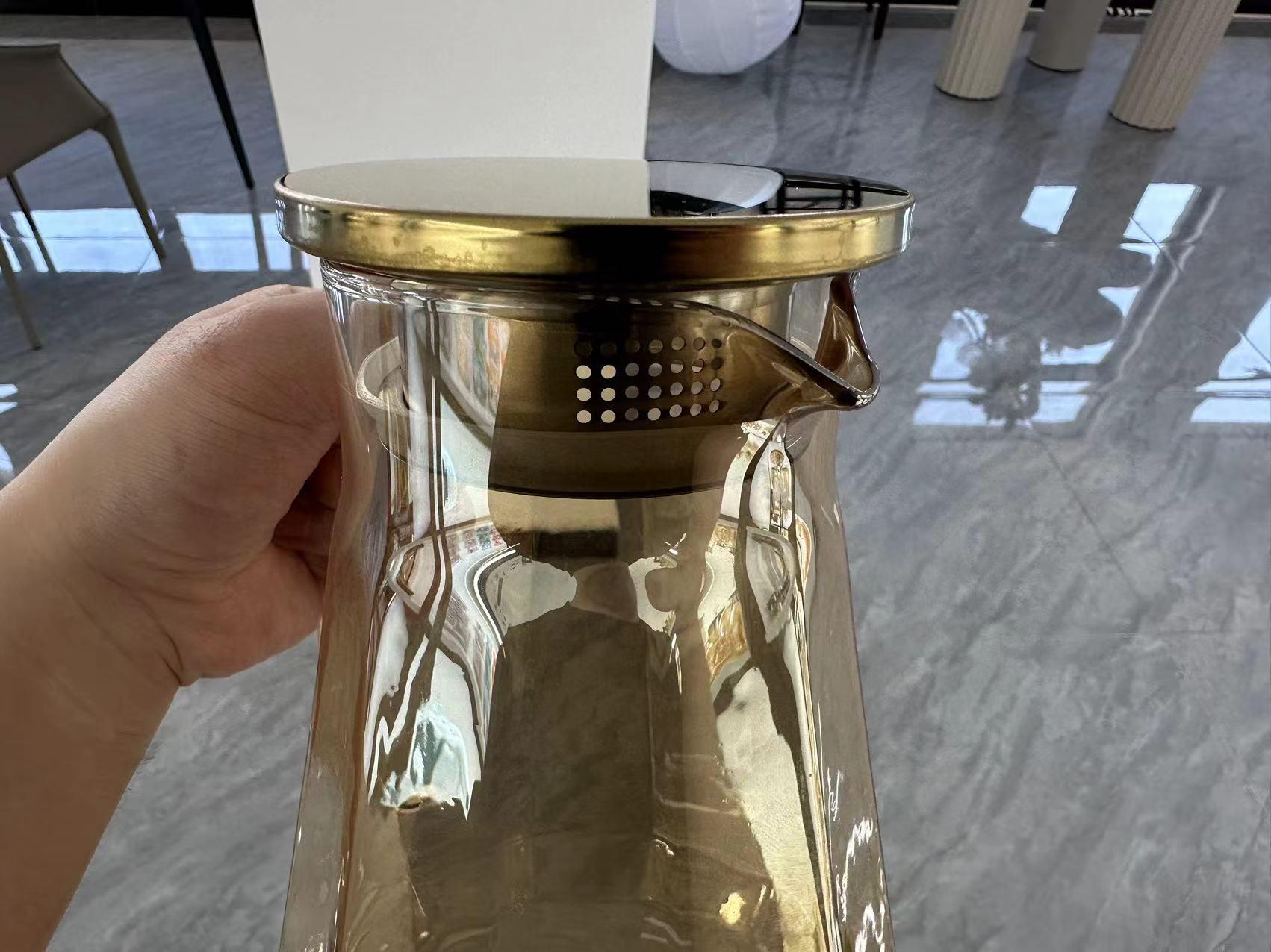 High-Borosilicate Glass Tree Pattern Water Jug with Electroplating