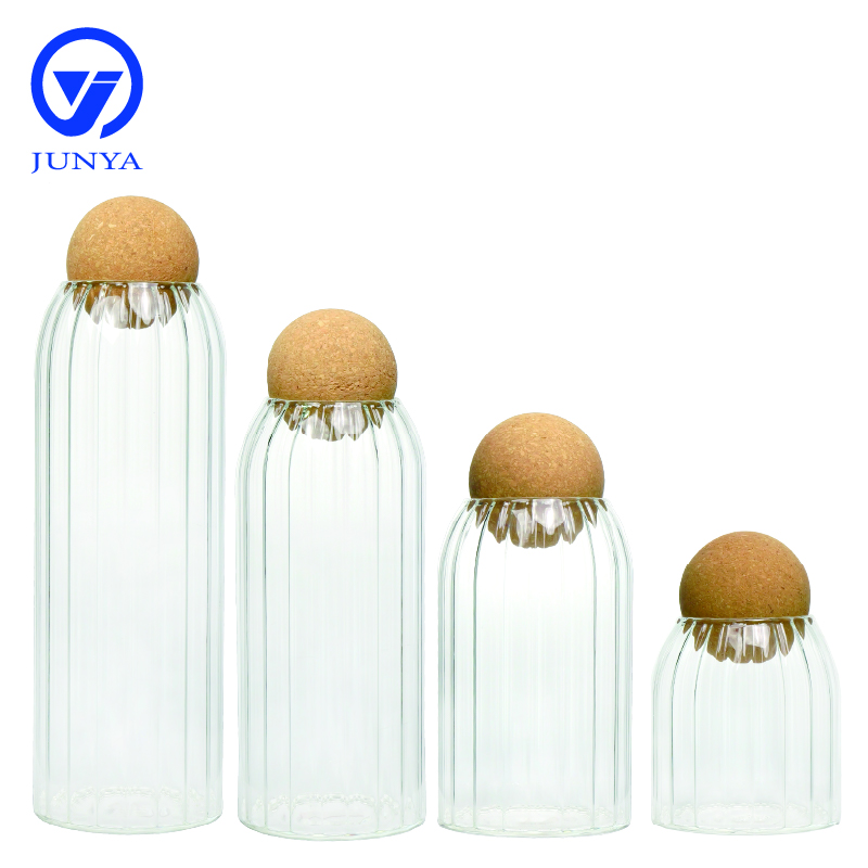 High-Borosilicate Glass Storage Jar with Bamboo Wood Ball