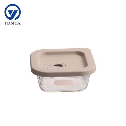 Square Glass Food Container with Silicon Lid