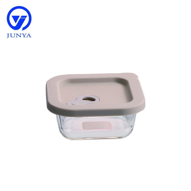 Square Glass Food Container with Silicon Lid