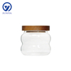 High-Borosilicate Glass Storage Jar with Bamboo Wood Lid Modern Shape