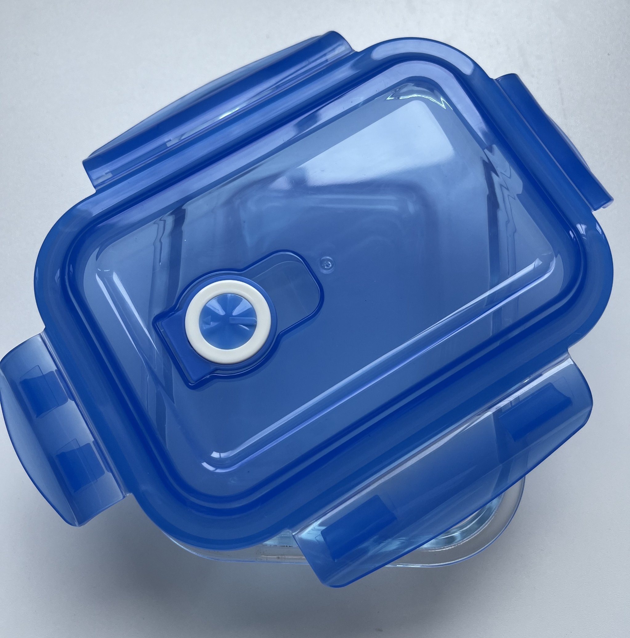 Rectangle Glass Food Container with Plastic Valve Lid