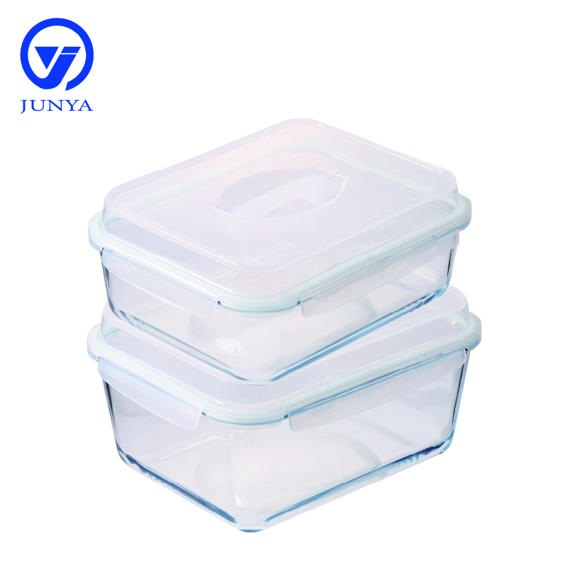 Large Size Glass Food Container with Handle of Plastic Top Cover