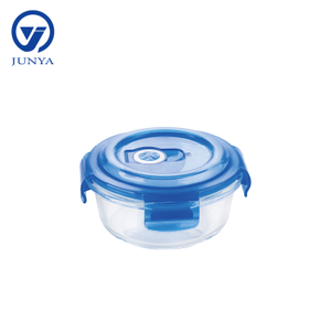 Round Glass Food Container with Plastic Valve Lid