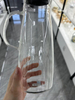 Large High-Borosilicate Glass Jug with Stainless Steel Lid Stripe Shape