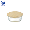 High-Borosilicate Glass Food Container with Bamboo Wood Lid Round Shape