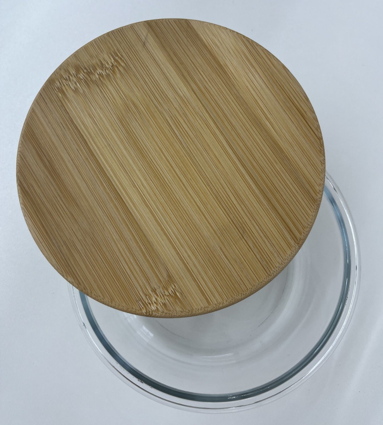 High-Borosilicate Glass Food Container with Bamboo Wood Lid Round Shape