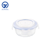Round Glass Food Container with Four Lock Plastic Lid
