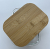 High-Borosilicate Glass Food Container with Bamboo Wood Lid Rectangle Shape
