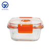 High-Borosilicate Glass Food Container with Orange Vacuum Lid Square Shape